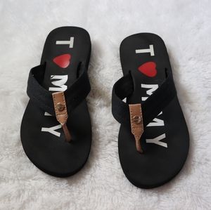 Tommy Hilfiger black and brown strap sandals